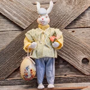 Adorably Dapper Vintage Paper Mache Mr. Easter Bunny Gentleman, 10.25" Tall